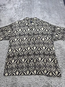 Vtg Guess Hawaiian Shirt Men Large Beige Geometric Tribal Aloha Rayon Button Up - Picture 1 of 9