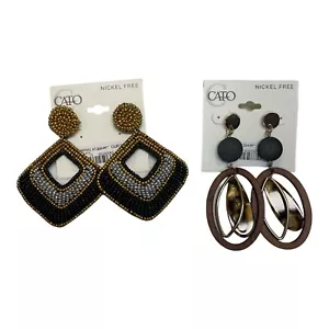 Cato Damen Ohrringe Gold Schwarz Braun Farben Locking Back - Bild 1 von 5