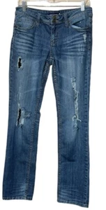 Vigoss Jeans Boyfriend Women's Sz 5 Blue Distressed Embroidered Mid Rise 31x31 - Picture 1 of 13