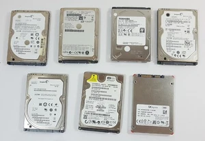 6+1 Stück 2,5" Notebook Festplatten 2x 160GB 200GB 250GB 2x 500GB SATA 250GB SSD - Afbeelding 1 van 7