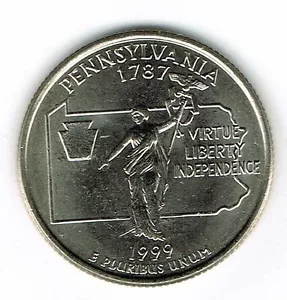 1999-P Philadelphia A/Uncirculated Pennsylvania 2ND State Quarter Coin! - Picture 1 of 2