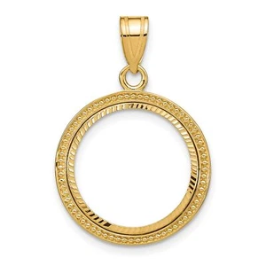 1986-Now $5 1/10 oz American Eagle Prong Set Beaded D/C Coin Bezel in 14k Gold - Picture 1 of 6