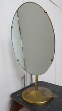 ANTIQUE SHOP STORE COUNTER TOP MIRROR ADJUSTABLE BRASS STAND JEWELLERY COSMETIC