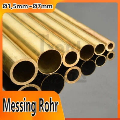 Messing Rohr Ø1,5mm Ø2mm ~Ø7mm Rundrohr sowie 200mm 300mm Länge wählbar ab - Bild 1 von 4