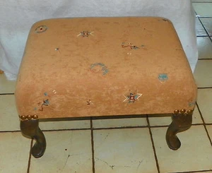 Beige Indian Print Ottoman / Foot Stool  (ST167) - Picture 1 of 5