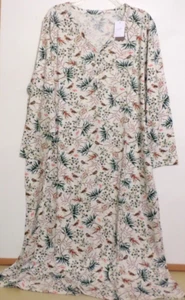 NWT J JILL SLEEP ULTRASOFT LONG SLEEVE, LONG NIGHTGOWN-2X-CREAM/ MULTI BIRDS - Picture 1 of 4