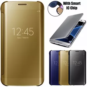 Funda protectora trasera rígida abatible con espejo inteligente para Samsung Galaxy S7,7 y 7 Edge - Imagen 1 de 5
