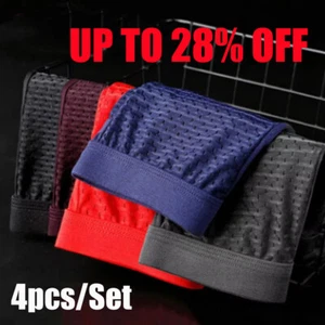 4 PACK Bamboo Men's Underwear Boxer Shorts Set Breathable Underpants Men Briefs - Picture 1 of 13