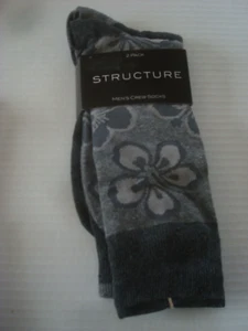 Mens Socks 2 Pack Crew Socks Gray Structure NWT - Imagen 1 de 2