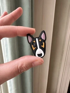 Tri Colour English Bull Terrier Crocs Shoe Charm Jewellery - Picture 1 of 3