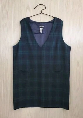 Vestido Jersey Vintage Sag Harbor Talla 22 Mezcla Lana Azul Verde Rosa Negro A Cuadros Foto 1 de 4