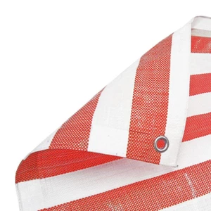 1 x Red White Stripe Tarpaulin 7.0m x 11.0m (23ft x 35ft) for Market Stalls - Picture 1 of 2