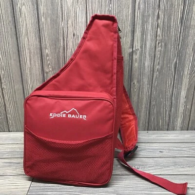 Mochila Bandolera Bolso de Hombro Eddie Bauer Sling Ligera de Lona Roja Senderismo Foto 1 de 4