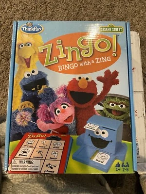 ZINGO Sesame Street BNIP Bingo with a Zing ThinkFun Ages 4+ DAMAGED BOX - Image 1 of 2