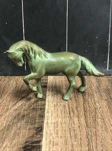 Vintage Brass Horse Sculpture Figurine Green Patina Painted? 5.5" Paperweight B8 - Picture 1 of 14