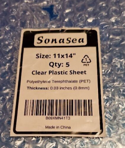 pack of 5 PET Clear Plastic Sheets 11 x 14 x 0.03 inch SONASEA