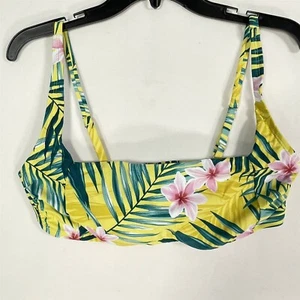 Kona Sol Tropical Bralette Bikini Top Womens Large Stretch Yellow - Picture 1 of 8