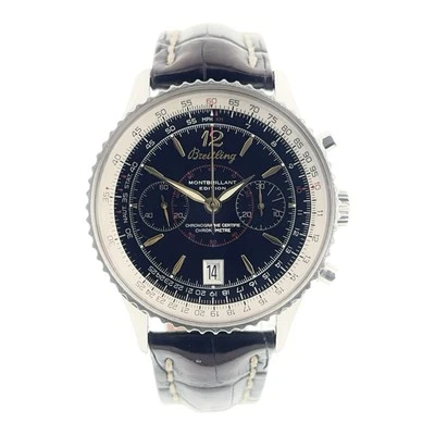 Breitling Montbrillant acero inoxidable esfera negra 43 mm cuerda manual para hombre A48330 Foto 1 de 4