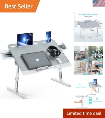Versatile X-Large Foldable Laptop Bed Tray Desk with Adjustable Heights & Angles - Image 1 of 4