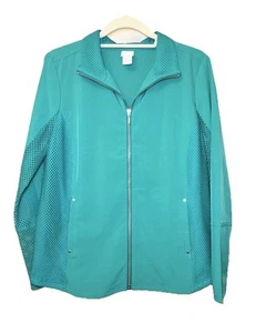 Chicos Zenergy Women’s 1 MEDIUM Aqua Green Activewear Zip Mesh Vented Jacket - Picture 1 of 17