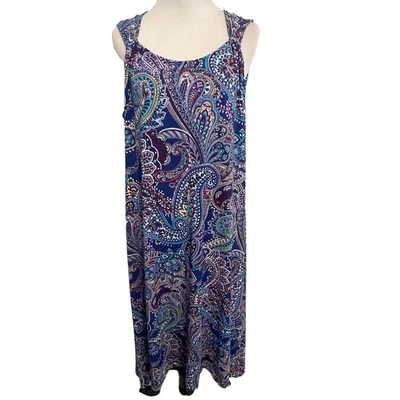 Vestido Chico's Cool-Toneado Paisley Talla 2 (Mujer Grande) Azul Púrpura Informal Tejido  Foto 1 de 4