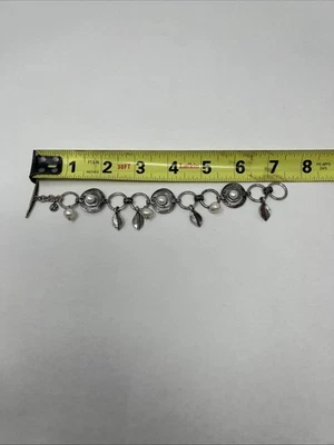 Pulsera PZ Israel hoja perla plata de ley 925 firmada. 7,5” Foto 1 de 4