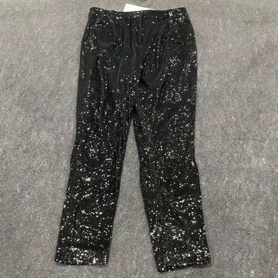 Pantalones de pierna recta con lentejuelas IRO para mujer talla 38 negros AN063 Foto 1 de 4