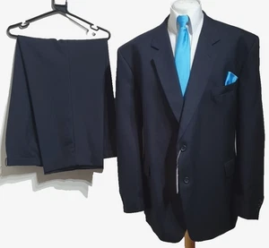 Vintage Varteks international mens  2 piece Navy suit Ch52"R W50" L29" - Picture 1 of 13