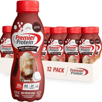 Batido de Proteínas Premier, Edición Limitada, Flotador de Cerveza de Raíz, 30g de Proteína, Paquete de 12 Foto 1 de 4