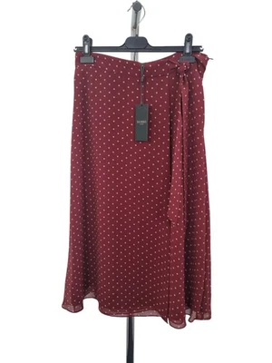 Hobbs Julie Skirt Burgundy Polka Dot Wrap Style UK 12 Foto 1 de 4