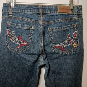 Rocawear Low Rise Slim Straight Leg Jeans Women Jr Sz 9 Blue Stretch Denim 30X34 - Picture 1 of 8