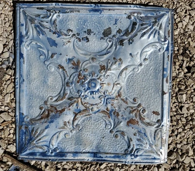 ANTIQUE METAL TIN CEILING TILE 24” X 24" SALVAGED VINTAGE  - Image 1 of 2