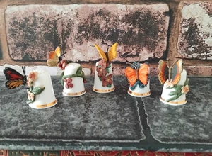 Sterling Classic Schmetterling Fingerhut Konvolut Jeannie Harris Handbemalt Zinn Set D - Bild 1 von 11