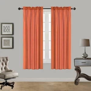 1 SET FAUX SILK PANELS UNLINED WINDOW CURTAIN ROD POCKET NEW 110" WIDE MR2 - Picture 1 of 86