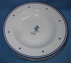 4 deliciosos cuencos de sopa Disney ~ azul y blanco ~ M M, Mickey Mouse - Imagen 1 de 7