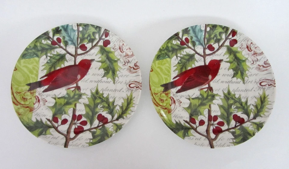 Waechtersbach Accents Nature Traditions Plates Joy RED Bird SET of 2 NEW - Image 1 of 4