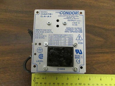 Condor/Power One DC power Supply HAD15-0.4-A+ 0.4A@ 15VDC 400mA - Image 1 of 2