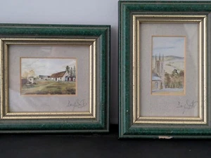 2 Vintage Miniatur gerahmte Kunstdrucke von Beryl Suitor SIGNIERT - Bild 1 von 11