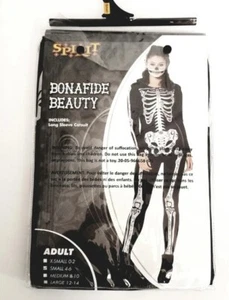 Spirit Bonafide Beauty Halloween Skeleton Costume Black/Silver Catsuit Size S - Picture 1 of 7