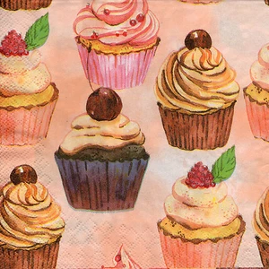 4 Motivservietten Servietten Napkins Tovaglioli Kuchen Cup Cakes  (1128)  - Bild 1 von 1