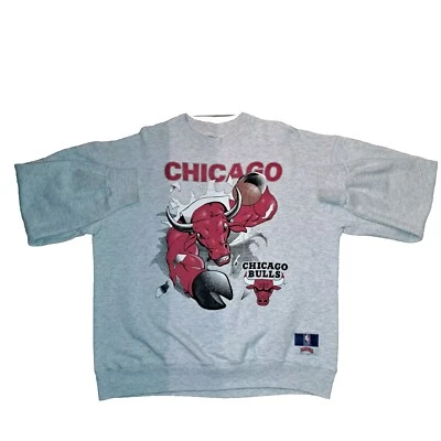 Sudadera De Colección Chicago Bulls Cuello Redondo Michael Jordan Gris Rojo Dennis Rodman Foto 1 de 4