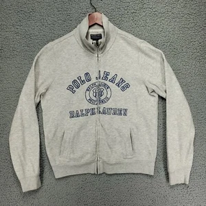 Polo Jeans Ralph Lauren Zip Up Sweatshirt Womens L Gray Cotton Blend Mock Neck - Picture 1 of 11