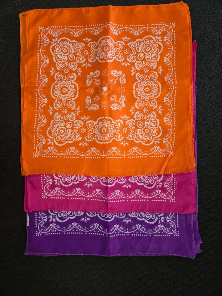 Juego de 15 pañuelos de neón ~ naranja, rosa, púrpura ~ 5x cada color, cuadrado de 20" Foto 1 de 4