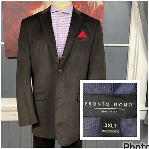 Pronto Uomo 3XL Tall Mens Sport Coat Velvet Jacket Brown (48 Extra Long) - Picture 1 of 12