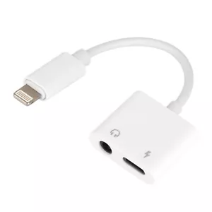 2 in 1 Dual Adapter 3.5mm Headphone & Charger For iPhone 8 PLUS X XS XR 11 12 13 - Picture 1 of 13