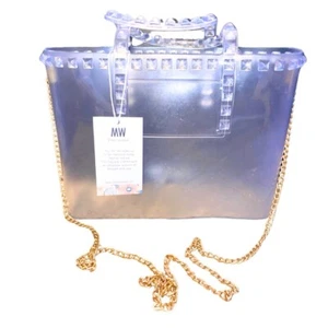 NWT Most Wanted Clear Studded Jelly Tote Bag PVC Chain Strap Water Resistant - Picture 1 of 1