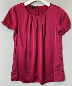 Talbots Top Womens 6 Pink Short Sleeve Blouse 100% Silk Pleated Front - Picture 1 of 15