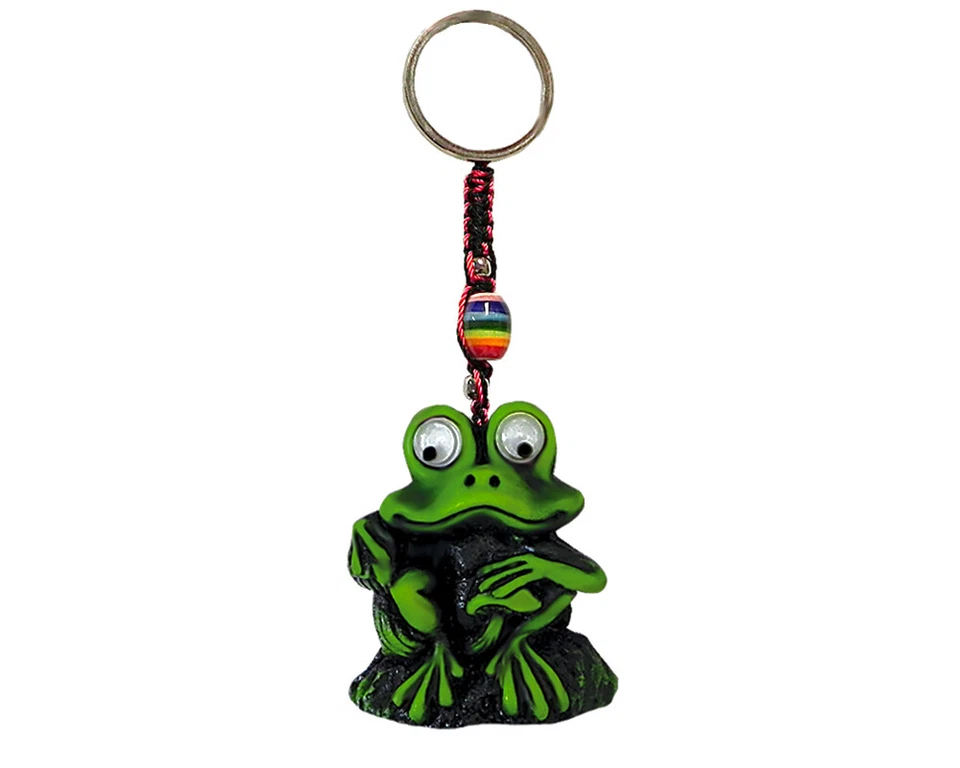 Sitting Frog Animal Handmade 3D Keychain Macrame Metal Keyring Car Accessory - Image 1 of 1
