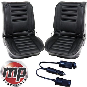 Pair of 12v Car Heating Heated Seat Cover Cushion with Thermostat + Twin Adaptor - Picture 1 of 7
