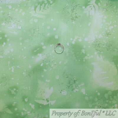 BonEful Fabric FQ Cotton Quilt Beach Green Tree Leaf Batik Print Blender Texture - Image 1 of 4